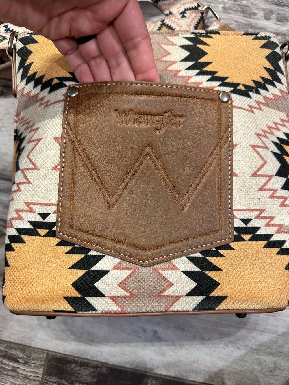 Wrangler Tan & Yellow Aztec Crossbody Bag with Multi Strap - Picture 4 of 14